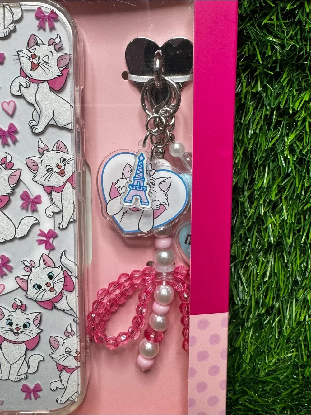 Disney Aristocats MARIE iPhone 13/14/15 Phone Case & Charm Sparkle Cat NEW